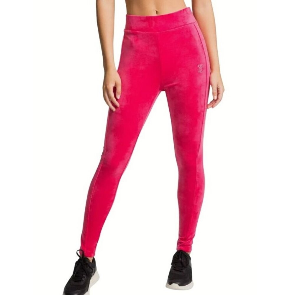 Juicy Couture Pink Velour Leggings Size Small Rhinestone Logo